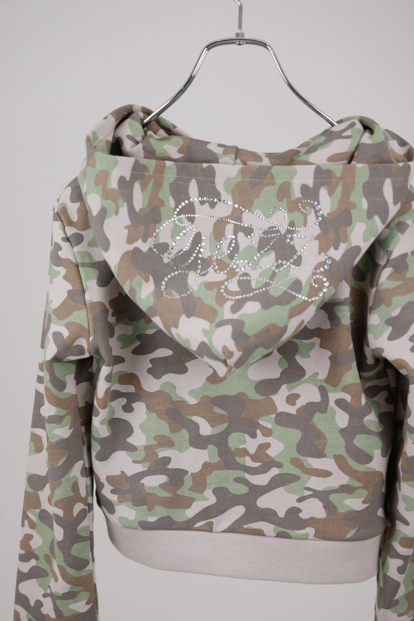 RHINESTONE CAMO ZIP HOODIE