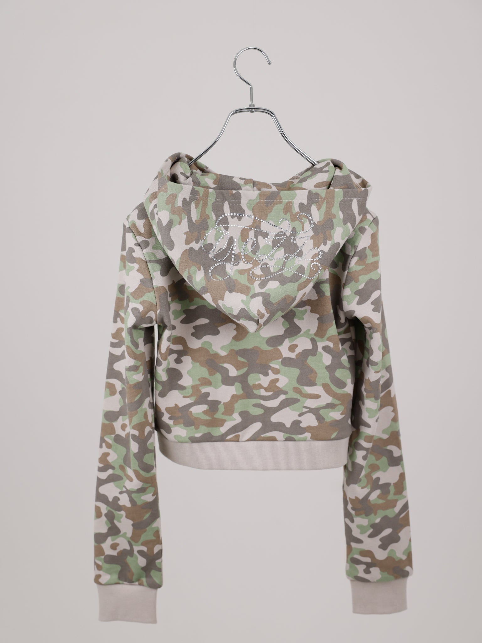 RHINESTONE CAMO ZIP HOODIE